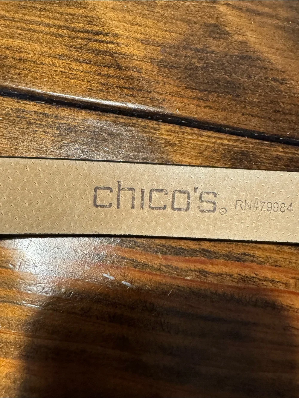 Chico's belt Adjustable black snake skin silver buckle